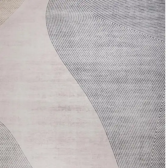 Beige and Brown Abstract Area Rug Photo 3