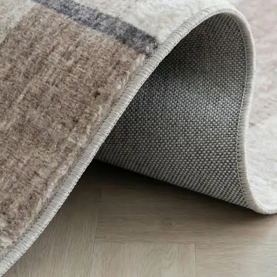 Beige and Brown Abstract Area Rug Photo 2