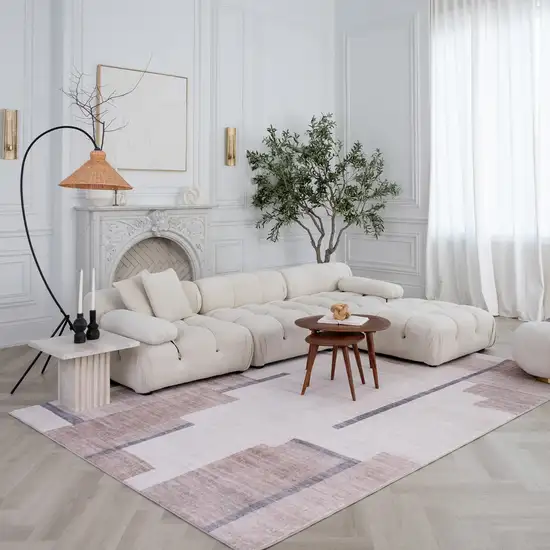 Beige and Brown Abstract Area Rug Photo 7