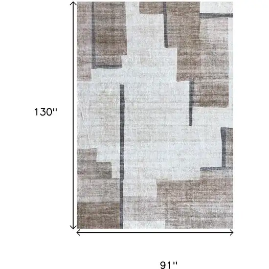 Beige and Brown Abstract Area Rug Photo 8