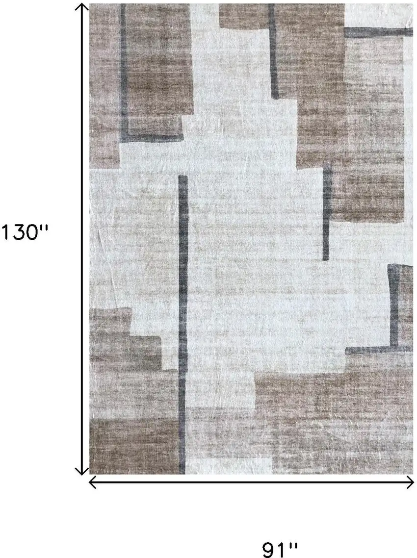 Beige and Brown Abstract Area Rug Photo 8
