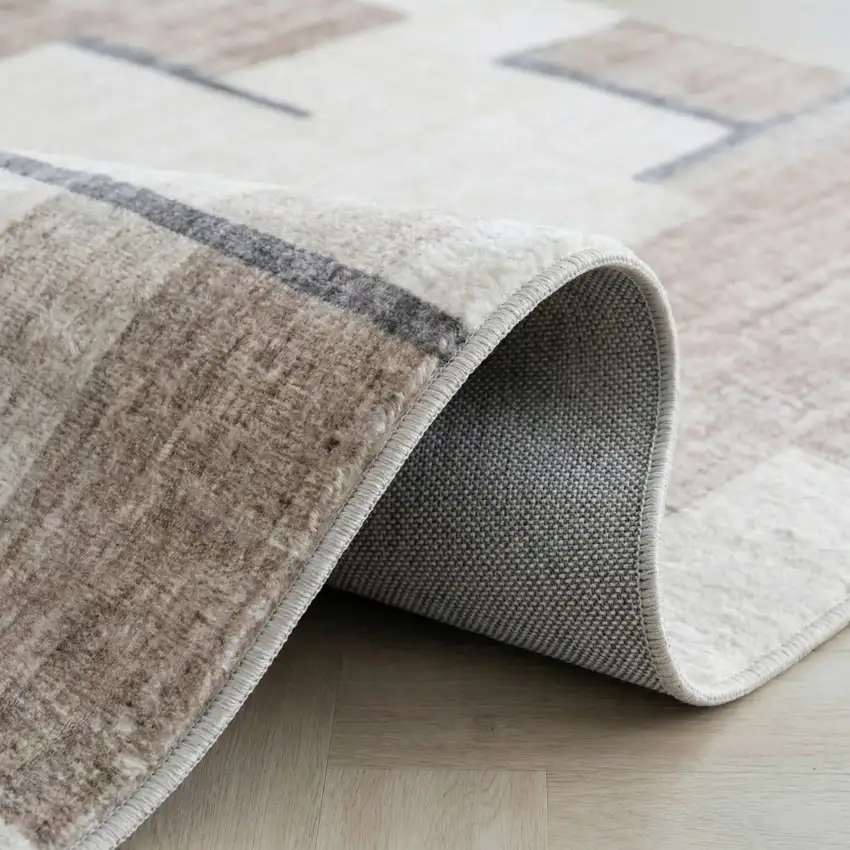Beige and Brown Abstract Area Rug Photo 9