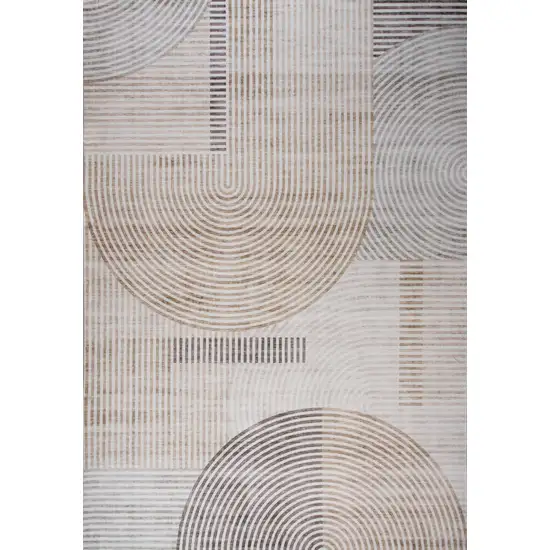 Beige and Brown Abstract Distressed Area Rug Photo 2