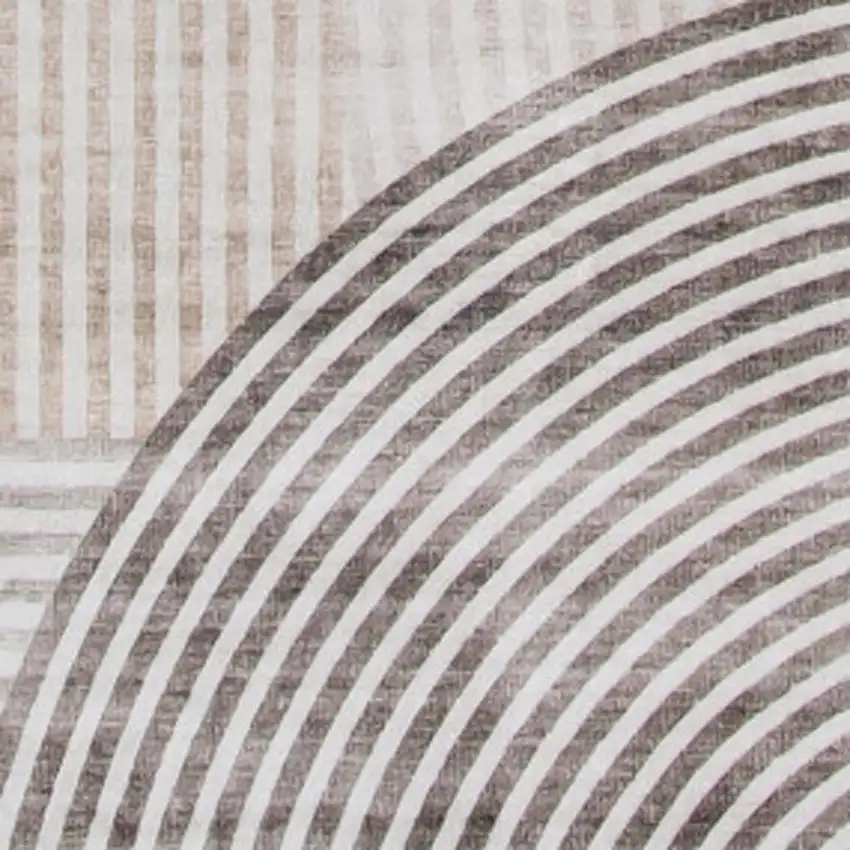Beige and Brown Abstract Distressed Area Rug Photo 2