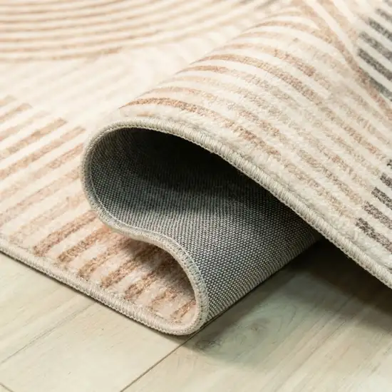 Beige and Brown Abstract Distressed Area Rug Photo 9