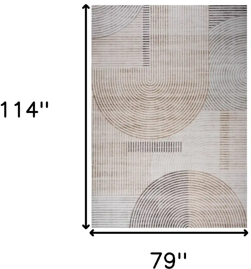 Beige and Brown Abstract Distressed Area Rug Photo 3
