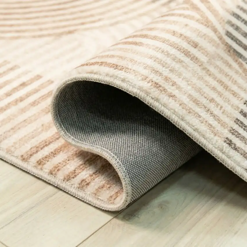 Beige and Brown Abstract Distressed Area Rug Photo 9