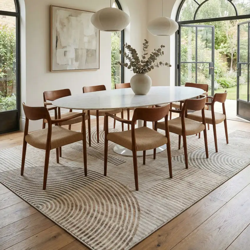 Beige and Brown Abstract Distressed Area Rug Photo 8