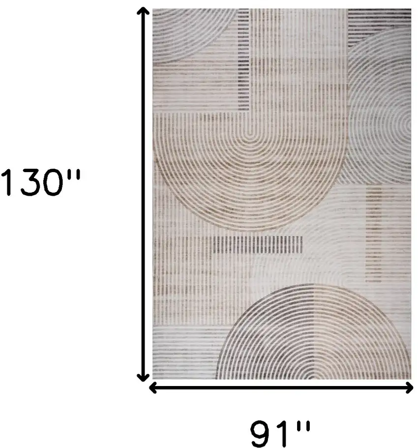Beige and Brown Abstract Distressed Area Rug Photo 3