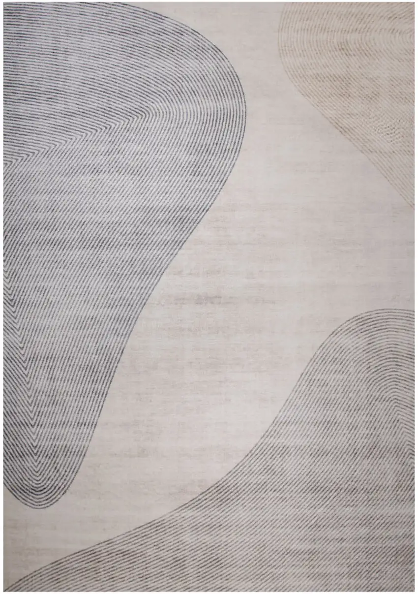 Beige and Brown Abstract Distressed Area Rug Photo 2