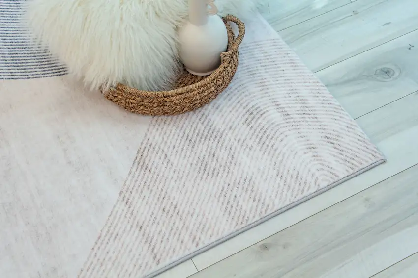 Beige and Brown Abstract Distressed Area Rug Photo 5