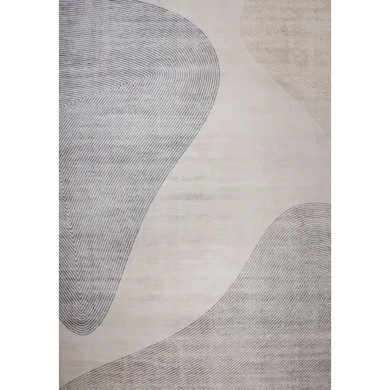 Beige and Brown Abstract Distressed Area Rug Photo 4