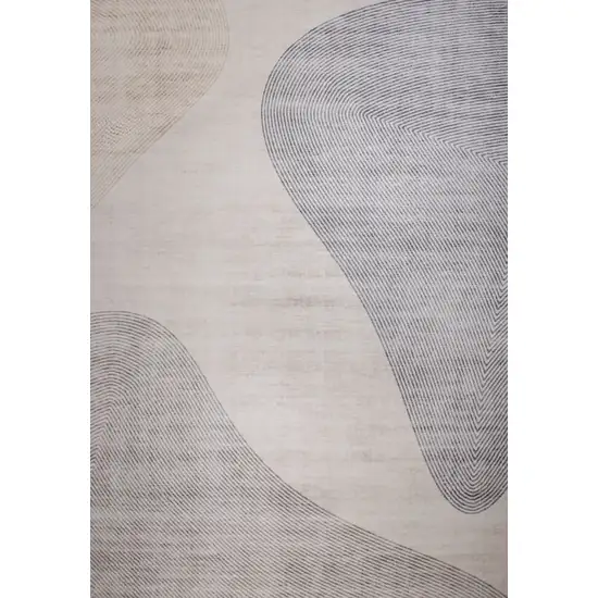 Beige and Brown Abstract Distressed Area Rug Photo 3