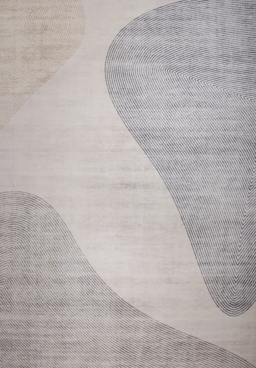 Beige and Brown Abstract Distressed Area Rug Photo 3