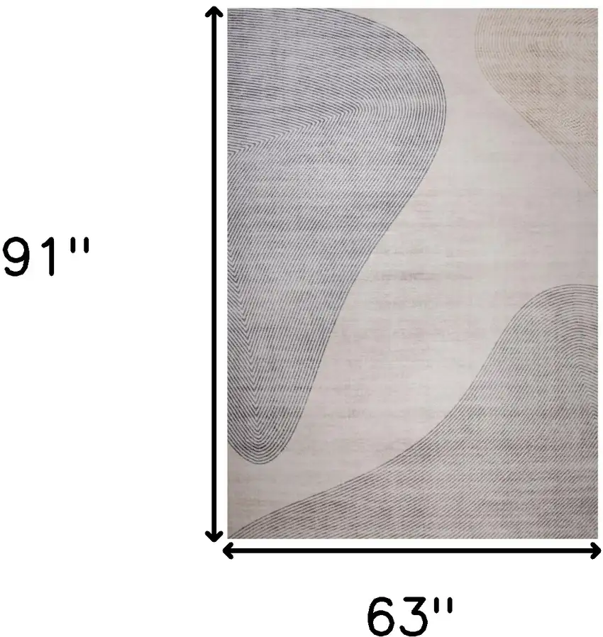 Beige and Brown Abstract Distressed Area Rug Photo 3