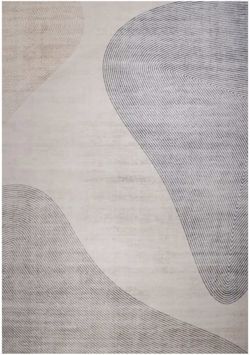 Beige and Brown Abstract Distressed Area Rug Photo 5