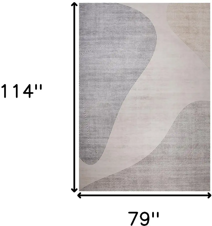Beige and Brown Abstract Distressed Area Rug Photo 3