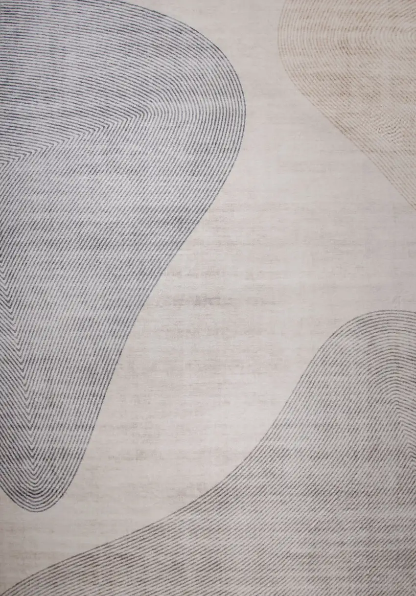 Beige and Brown Abstract Distressed Area Rug Photo 4
