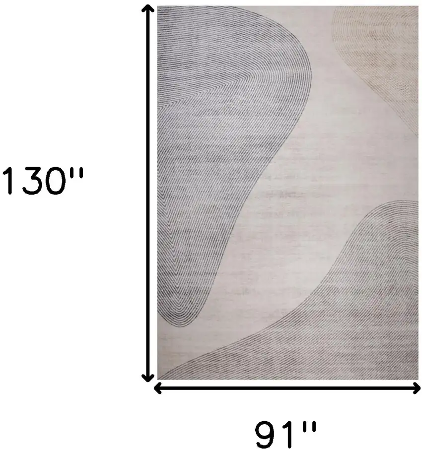Beige and Brown Abstract Distressed Area Rug Photo 3