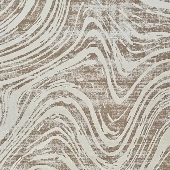 Beige and Brown Abstract Distressed Area Rug Photo 3