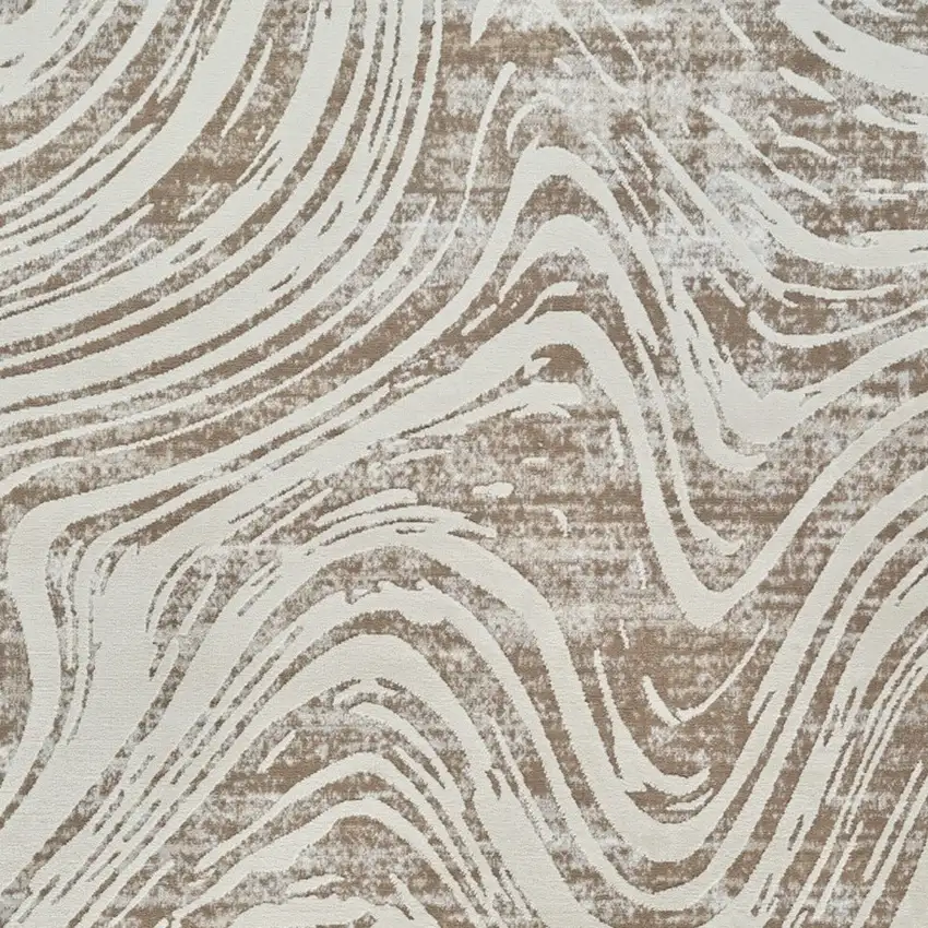 Beige and Brown Abstract Distressed Area Rug Photo 7