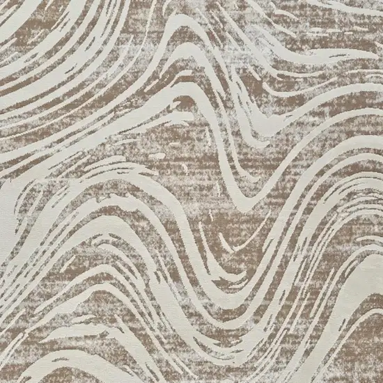 Beige and Brown Abstract Distressed Area Rug Photo 3