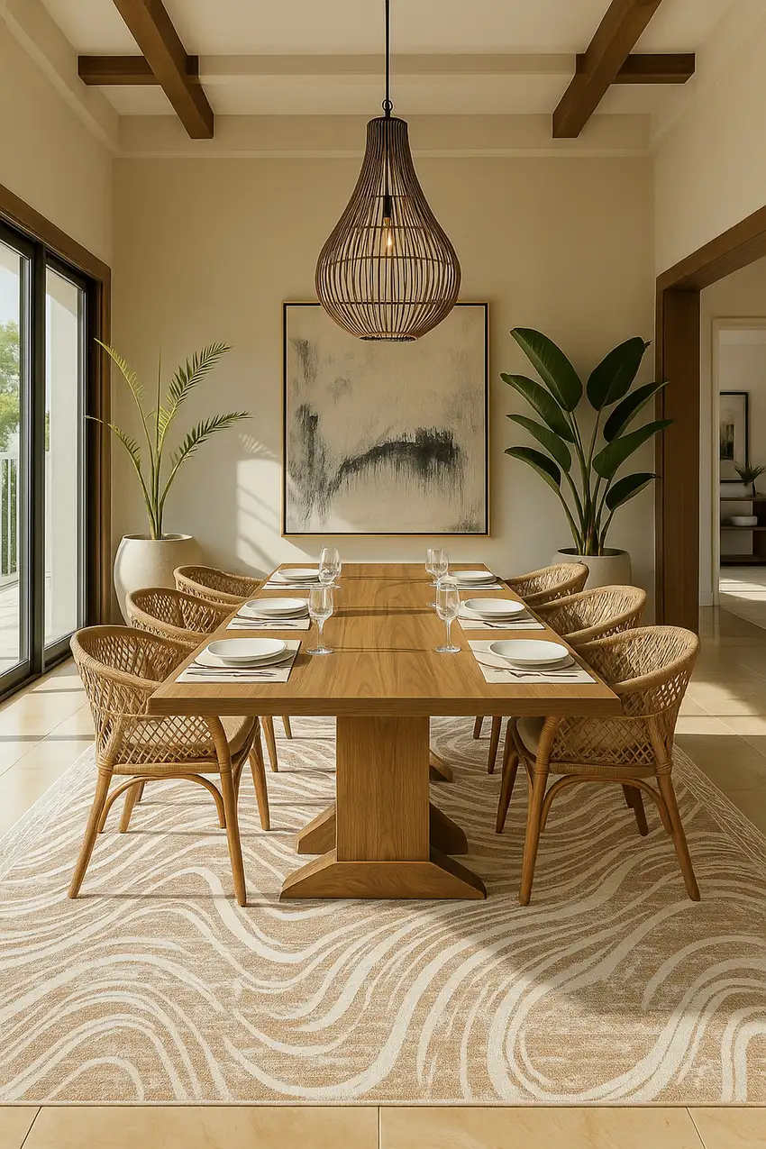 Beige and Brown Abstract Distressed Area Rug Photo 6