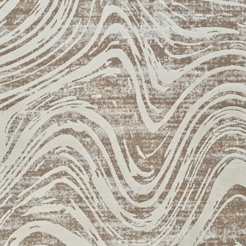 Beige and Brown Abstract Distressed Area Rug Photo 6