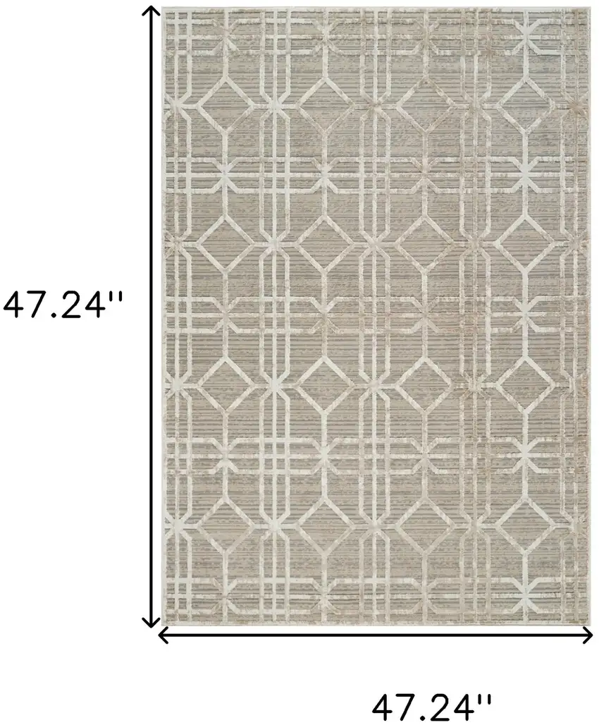 Beige and Brown Abstract Distressed Area Rug Photo 3