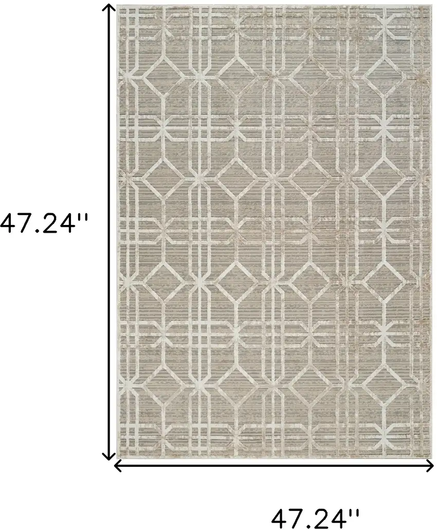 Beige and Brown Abstract Distressed Area Rug Photo 3