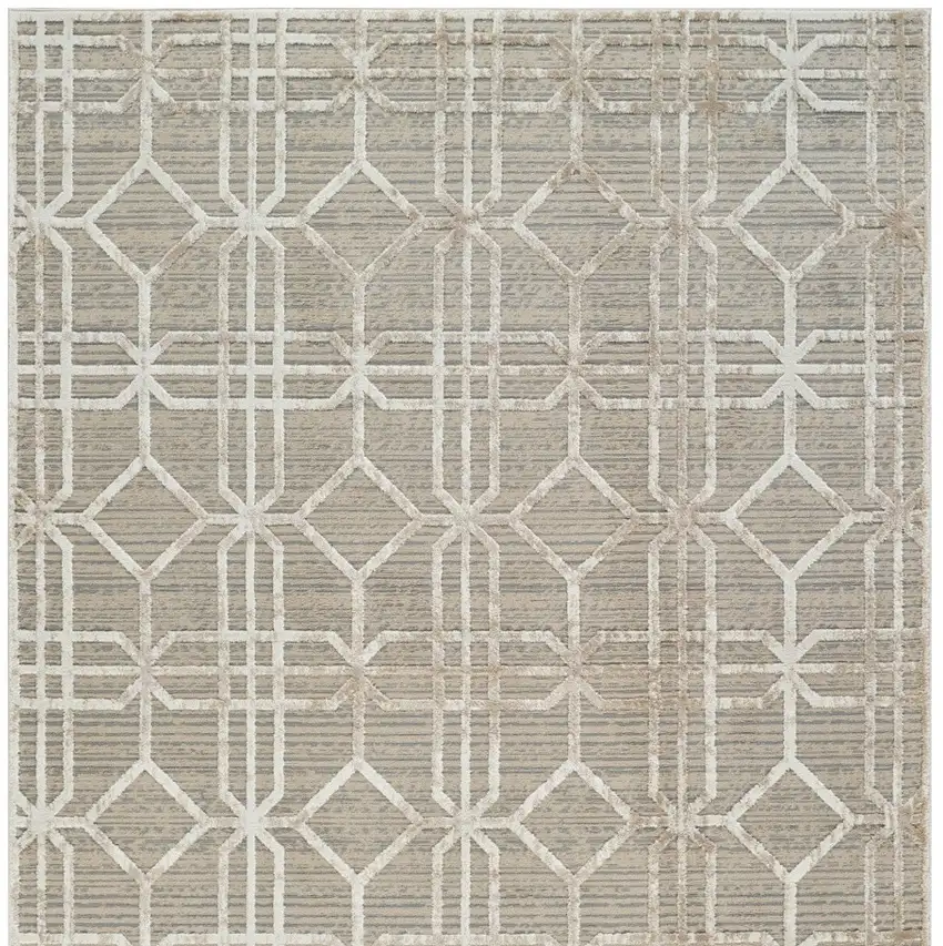 Beige and Brown Abstract Distressed Area Rug Photo 6