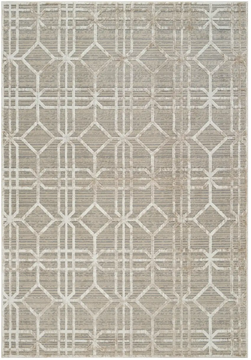 Beige and Brown Abstract Distressed Area Rug Photo 2