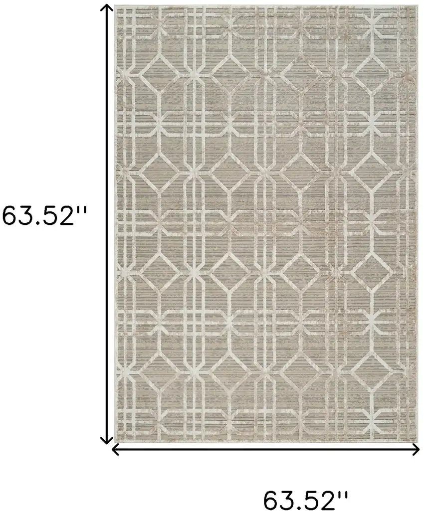 Beige and Brown Abstract Distressed Area Rug Photo 3