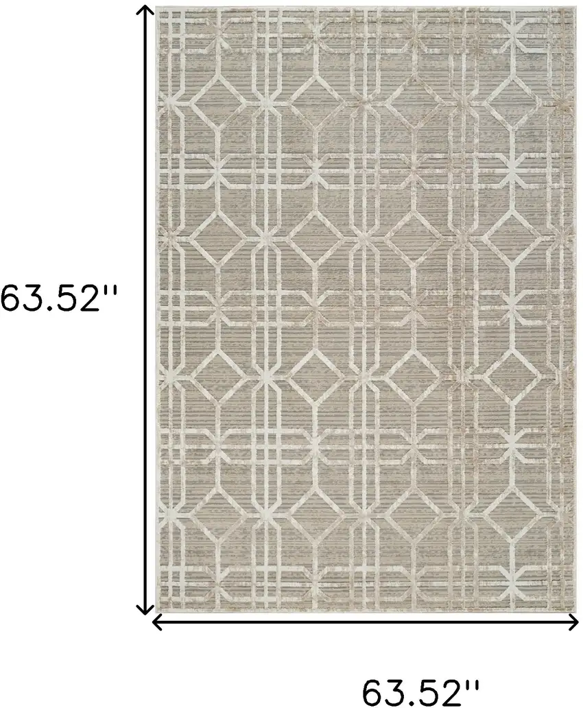Beige and Brown Abstract Distressed Area Rug Photo 3