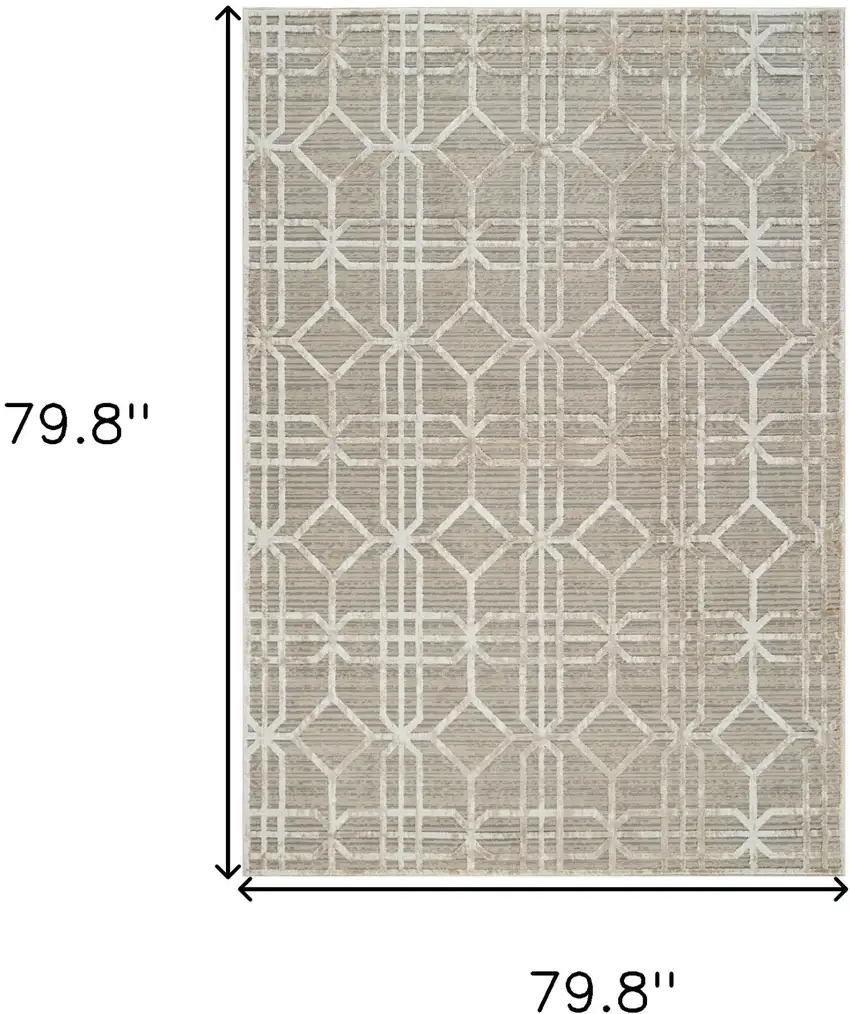 Beige and Brown Abstract Distressed Area Rug Photo 7