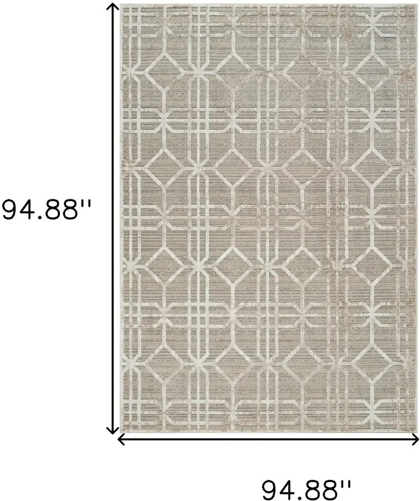 Beige and Brown Abstract Distressed Area Rug Photo 7
