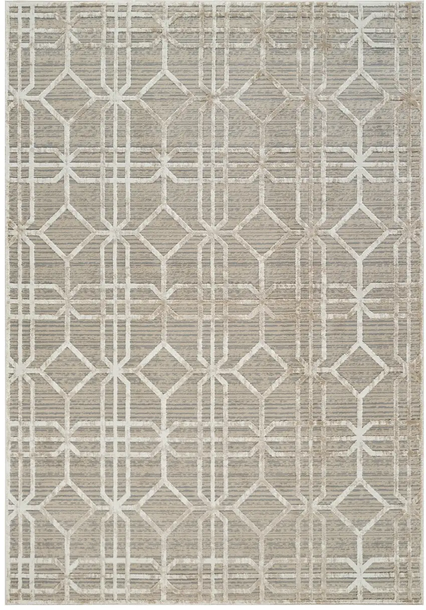 Beige and Brown Abstract Distressed Area Rug Photo 1