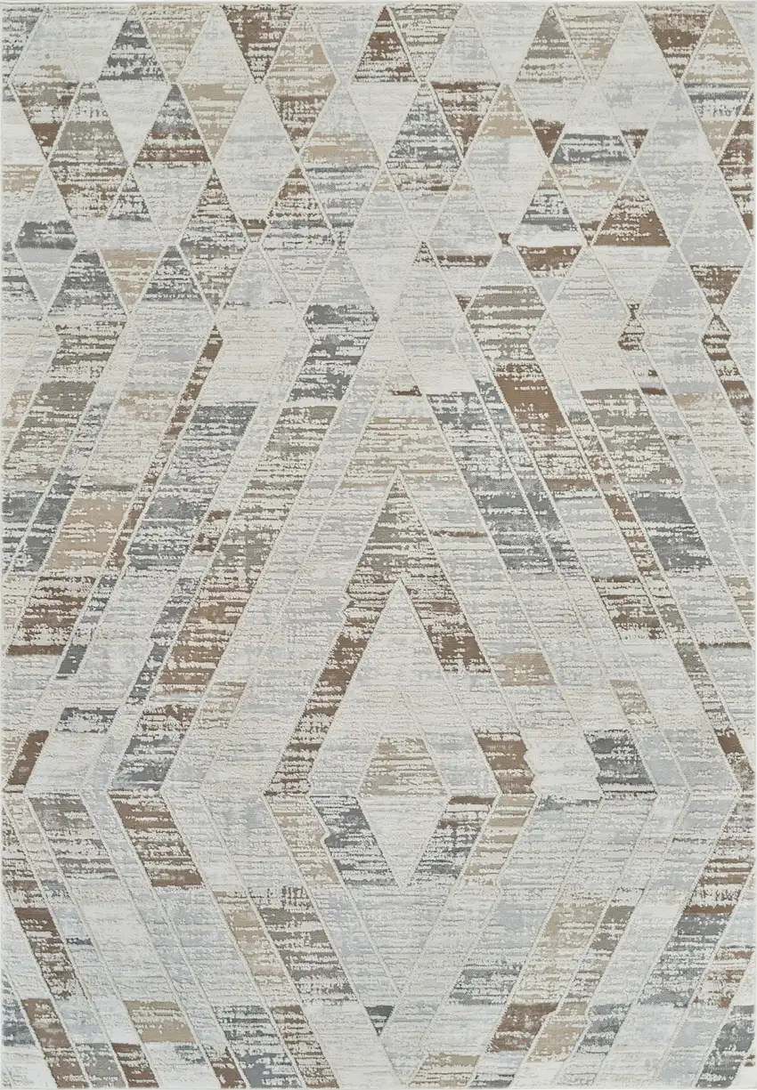 Beige and Brown Abstract Distressed Area Rug Photo 2