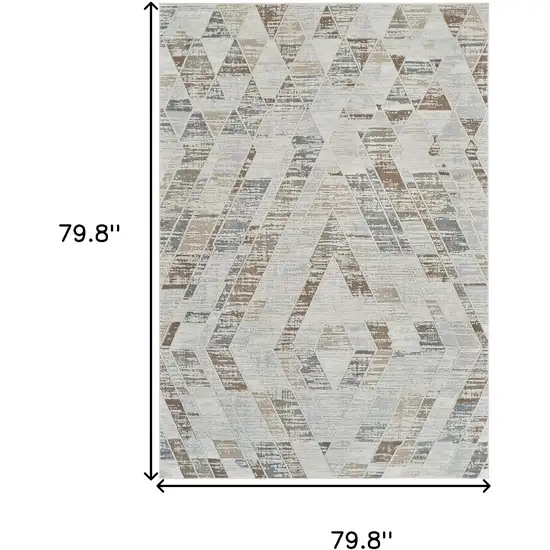 Beige and Brown Abstract Distressed Area Rug Photo 6