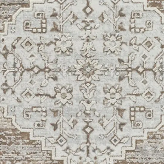 Beige and Brown Abstract Distressed Area Rug Photo 3