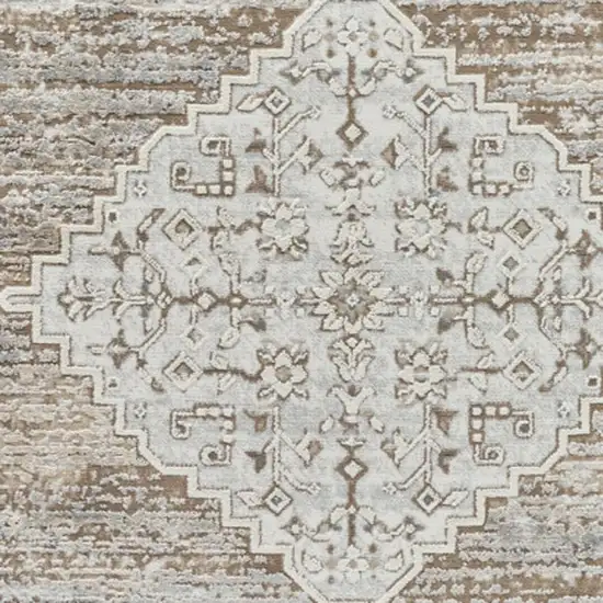 Beige and Brown Abstract Distressed Area Rug Photo 4