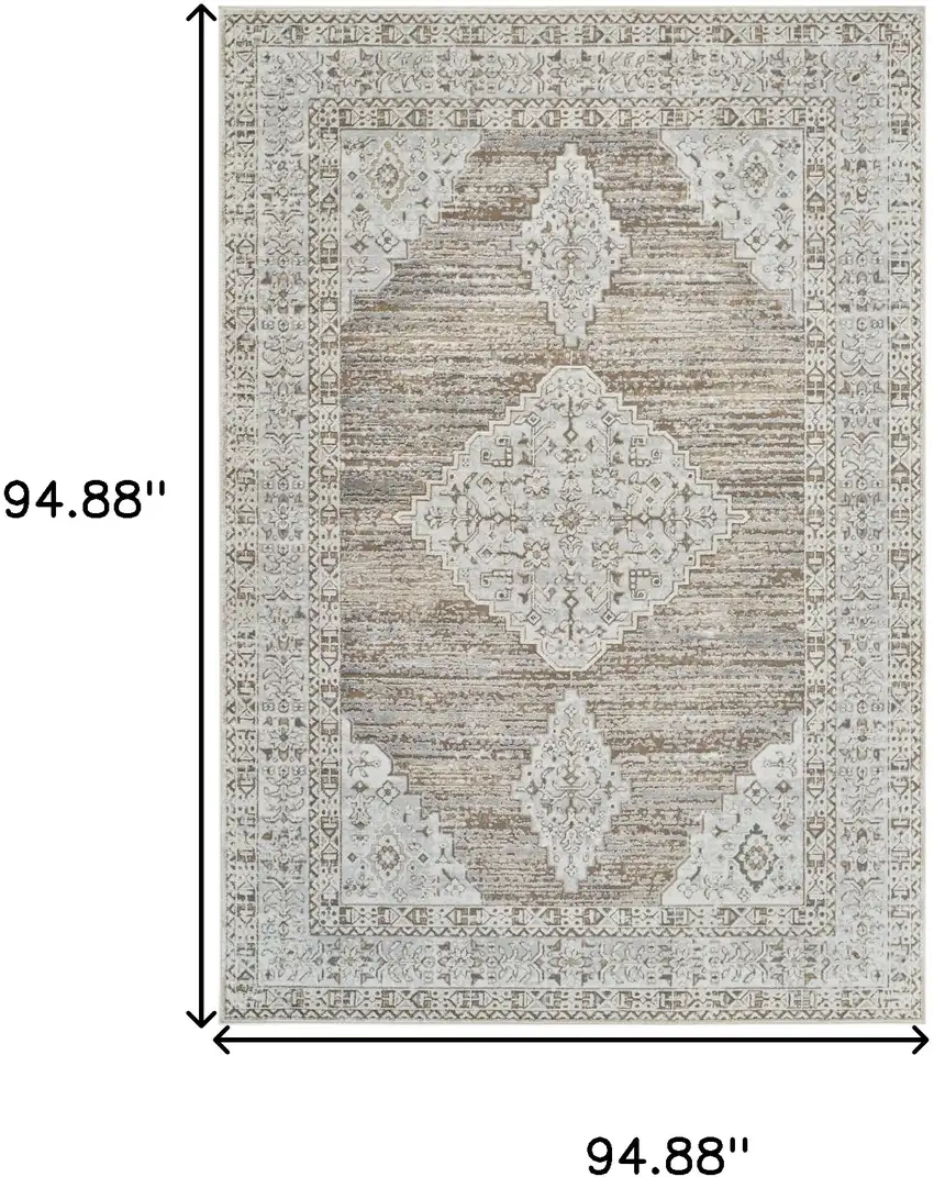 Beige and Brown Abstract Distressed Area Rug Photo 3