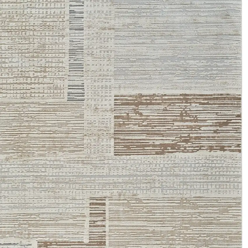 Beige and Brown Abstract Distressed Area Rug Photo 4