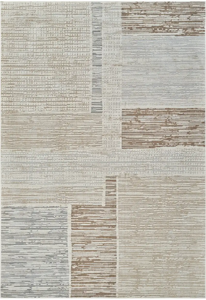 Beige and Brown Abstract Distressed Area Rug Photo 1