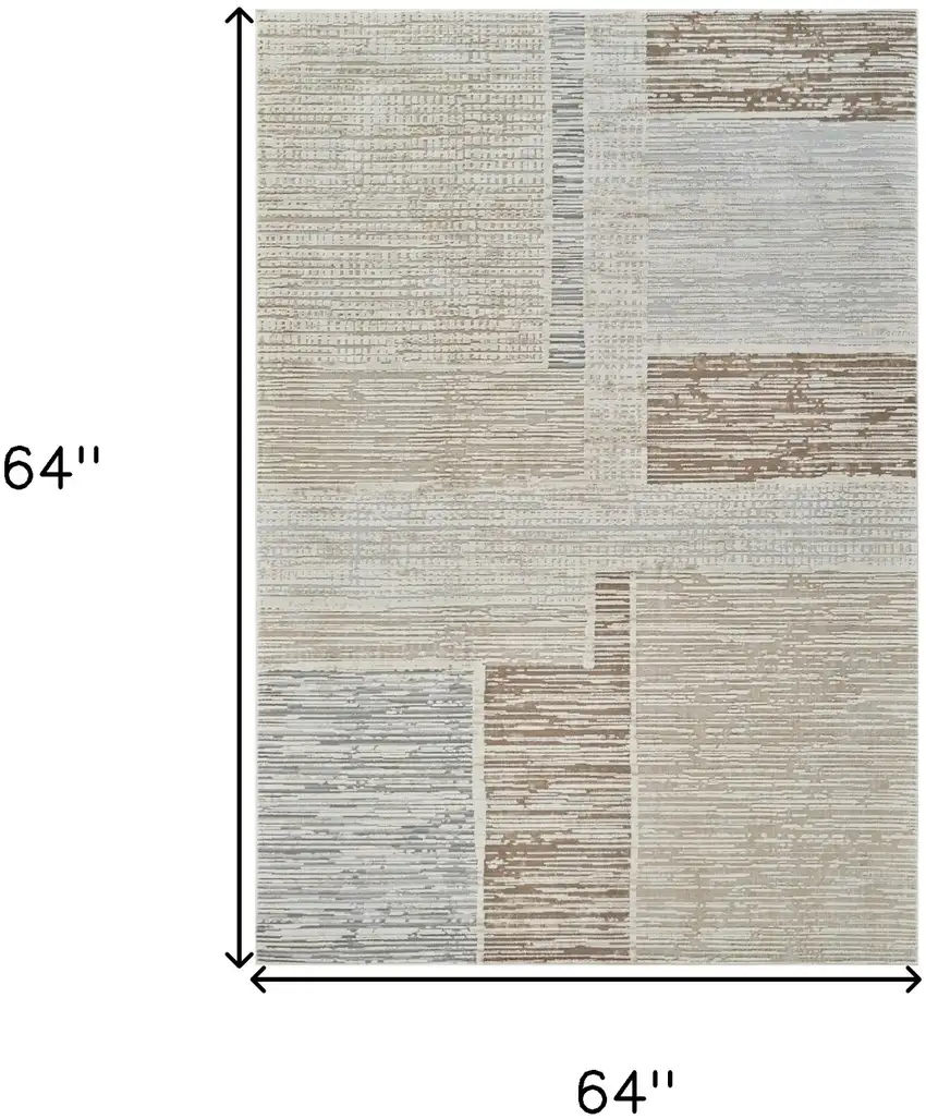 Beige and Brown Abstract Distressed Area Rug Photo 7
