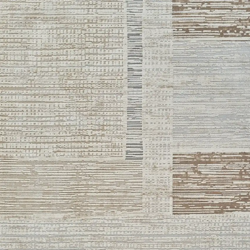 Beige and Brown Abstract Distressed Area Rug Photo 3
