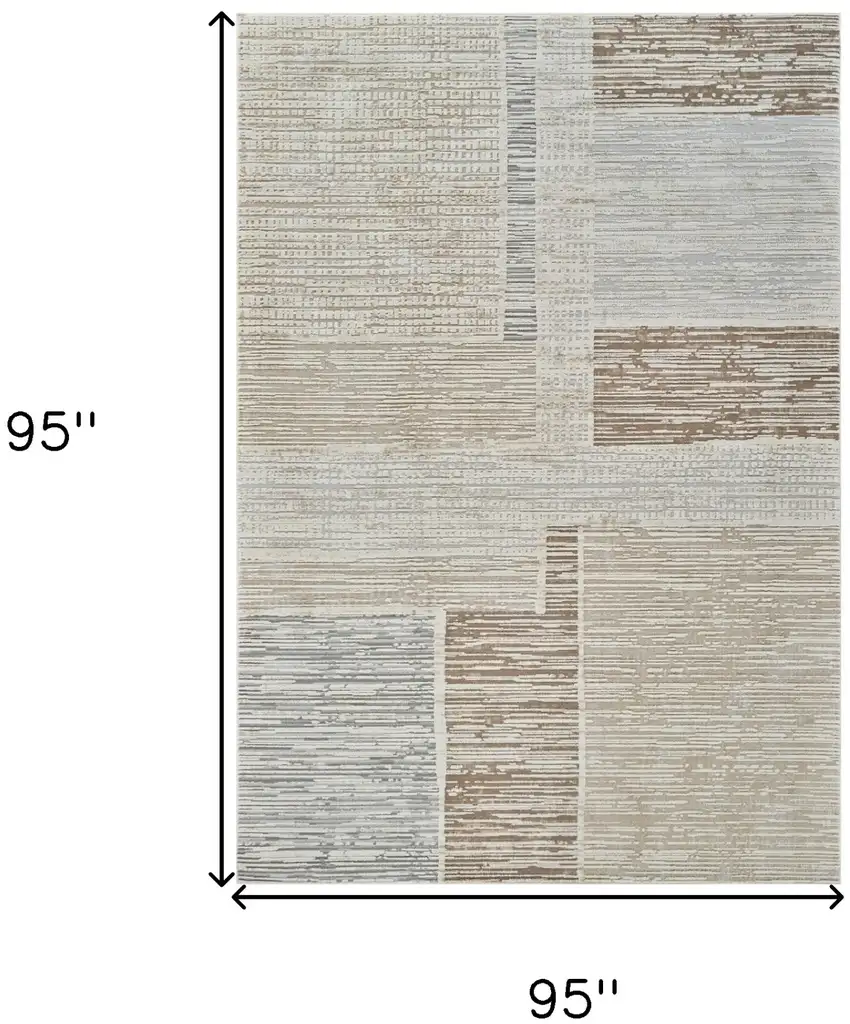 Beige and Brown Abstract Distressed Area Rug Photo 8