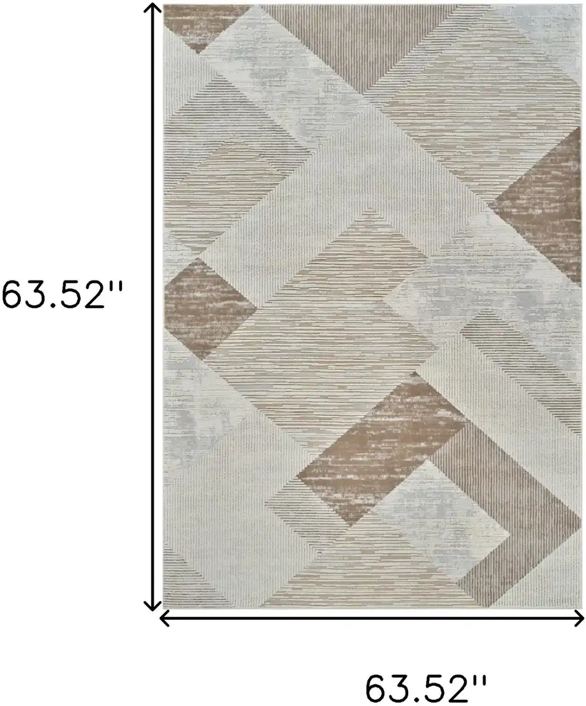 Beige and Brown Abstract Distressed Area Rug Photo 3