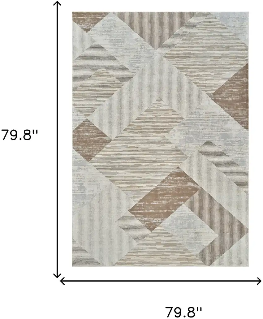 Beige and Brown Abstract Distressed Area Rug Photo 3