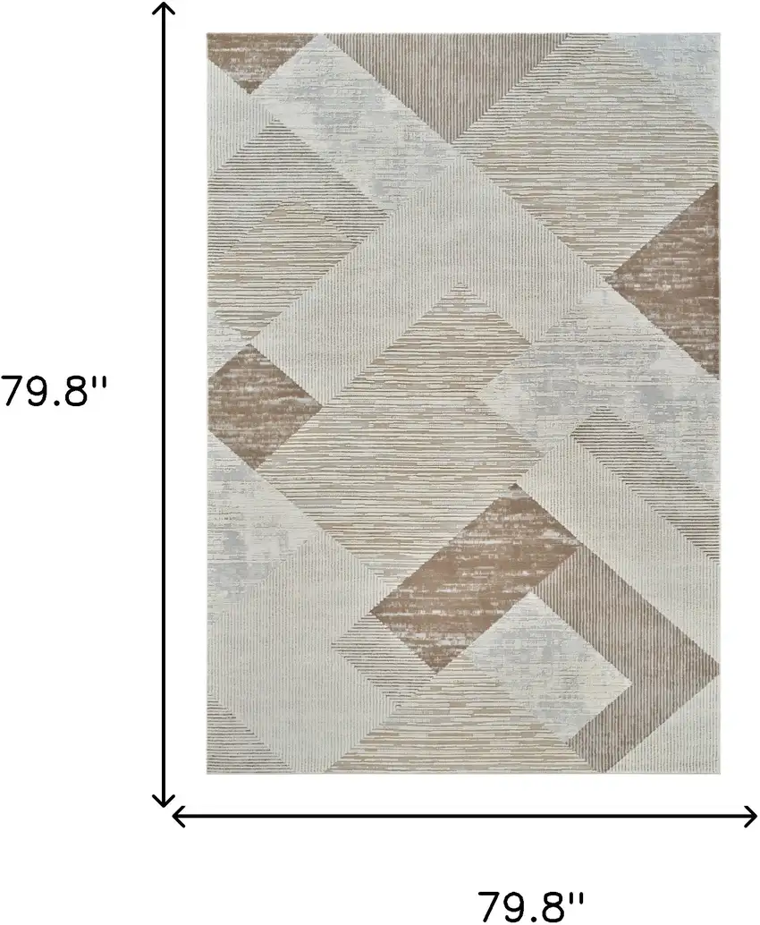 Beige and Brown Abstract Distressed Area Rug Photo 3